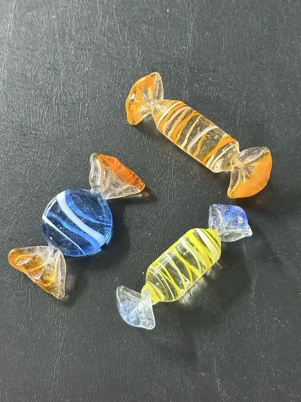 Vintage Hand-Blown Art Glass Candy Ornaments – Lot of 3
